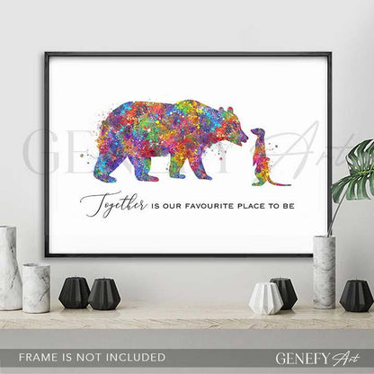 Bear and Meerkat Love Quote Watercolour Print - Genefy Art