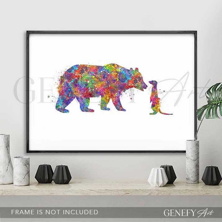 Bear and Meerkat Watercolour Print - Genefy Art