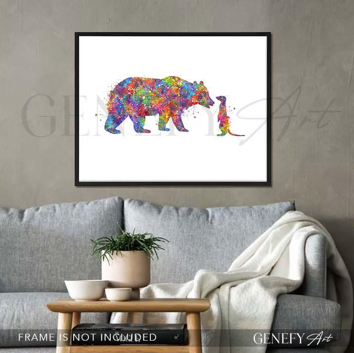 Bear and Meerkat Watercolour Print - Genefy Art