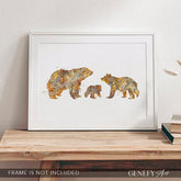 Bear Family of 3 Watercolour Print - Genefy Art
