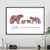 Bear Family of 4 Quote Watercolour Print