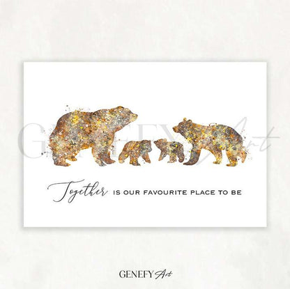 Bear Family Quote Watercolour Print - Genefy Art