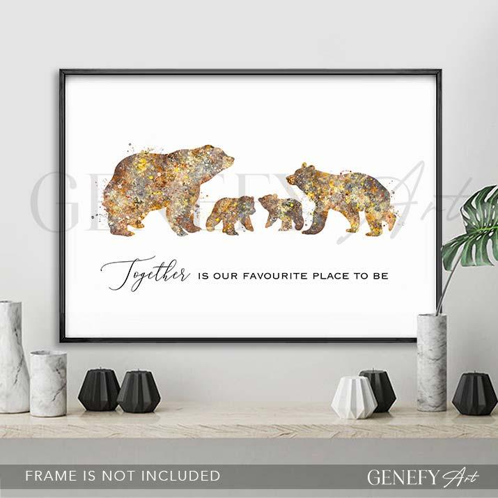 Bear Family Quote Watercolour Print - Genefy Art