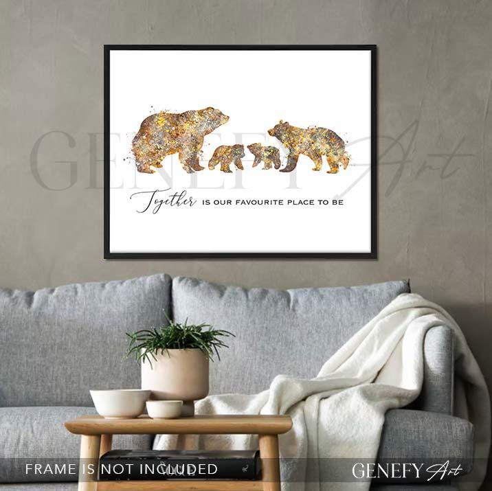 Bear Family Quote Watercolour Print - Genefy Art