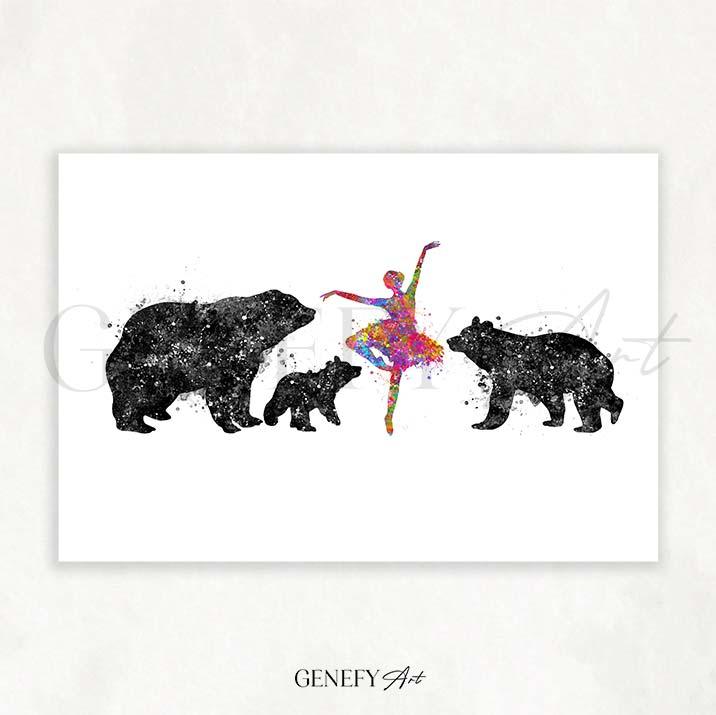 Bear Family Watercolour Print - Genefy Art