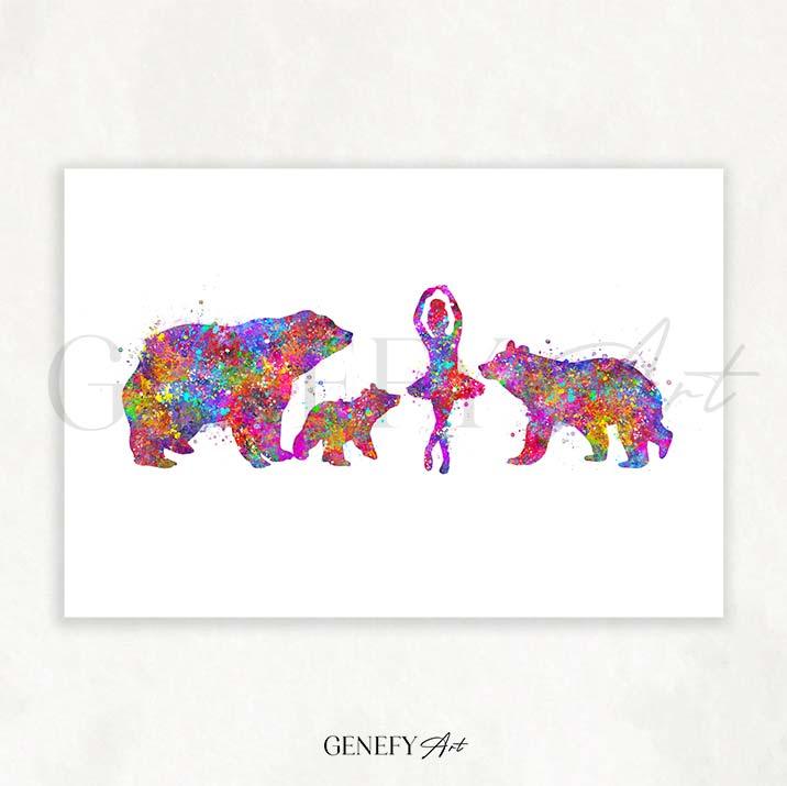 Bear Family Watercolour Print - Genefy Art