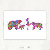 Bear Family Watercolour Print - Genefy Art