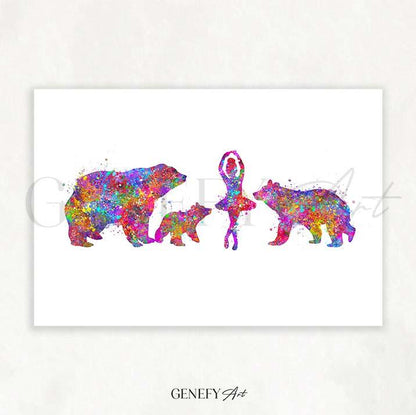 Bear Family Watercolour Print - Genefy Art