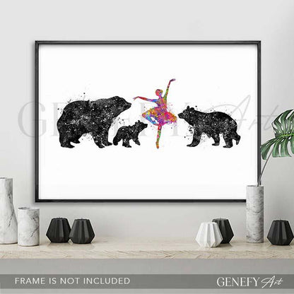 Bear Family Watercolour Print - Genefy Art