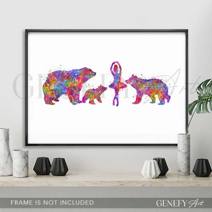Bear Family Watercolour Print - Genefy Art