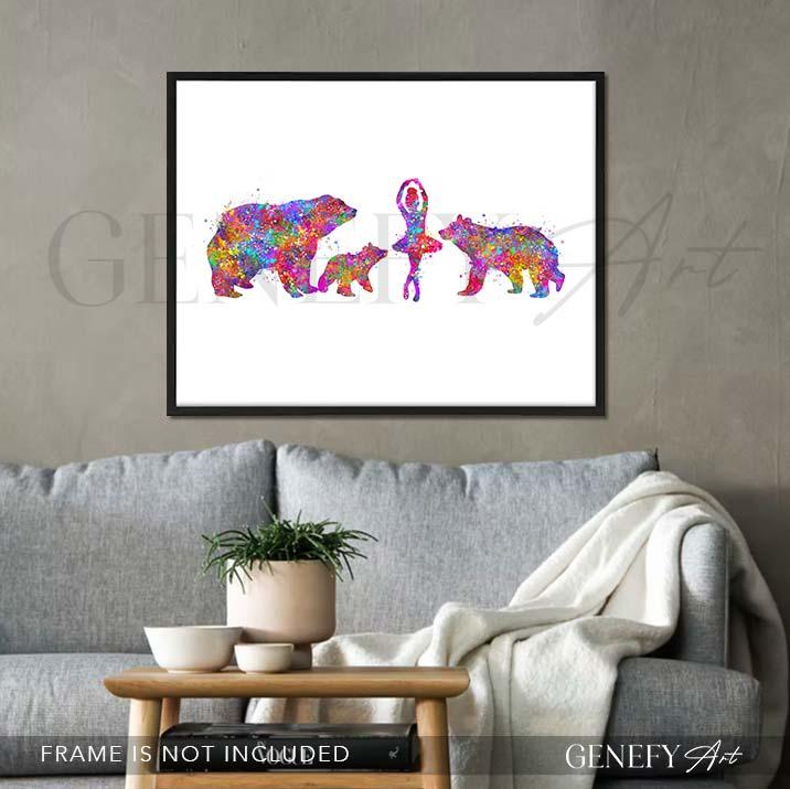 Bear Family Watercolour Print - Genefy Art