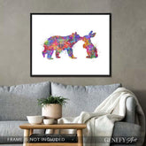 Bear and Bunny Kissing Watercolour Print - Genefy Art
