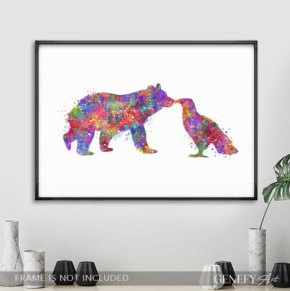 Bear and Eagle Watercolour Print - Genefy Art