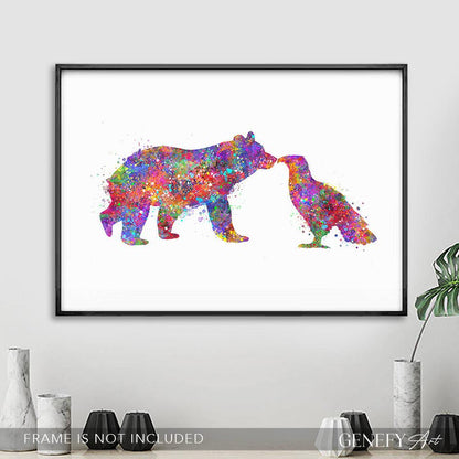 Bear and Eagle Watercolour Print - Genefy Art