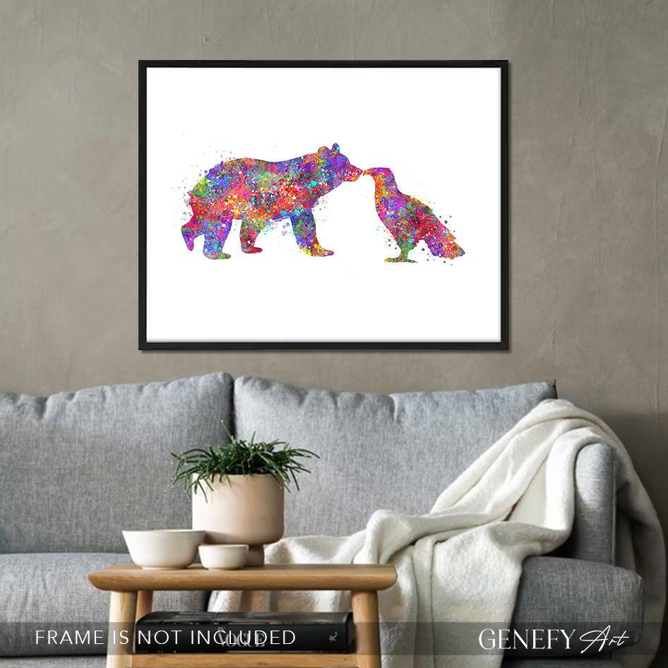 Bear and Eagle Watercolour Print - Genefy Art