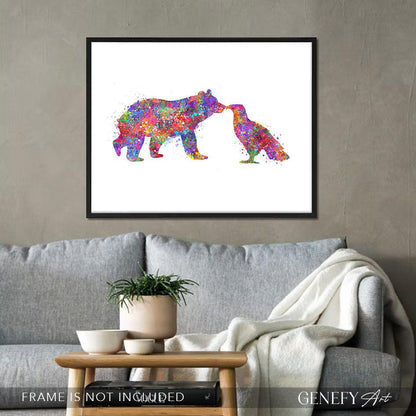 Bear and Eagle Watercolour Print - Genefy Art