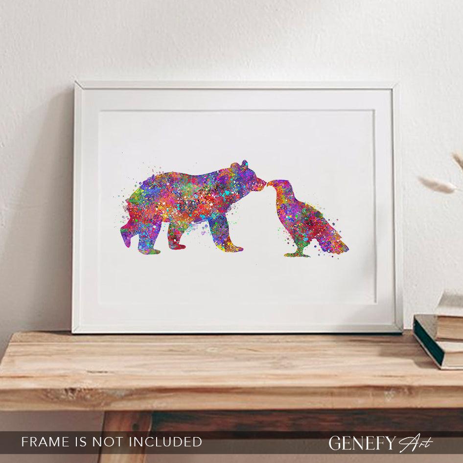 Bear and Eagle Watercolour Print - Genefy Art