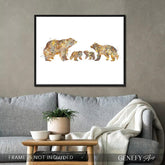 Bear Family of 4 Watercolour Art Print - Genefy Art