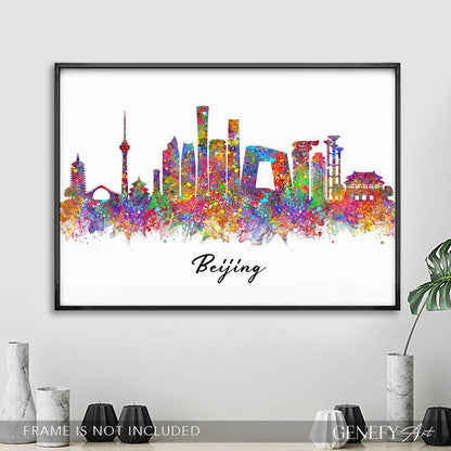 Beijing Skyline Watercolour Art Print - Genefy Art
