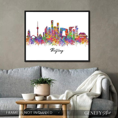 Beijing Skyline Watercolour Art Print - Genefy Art