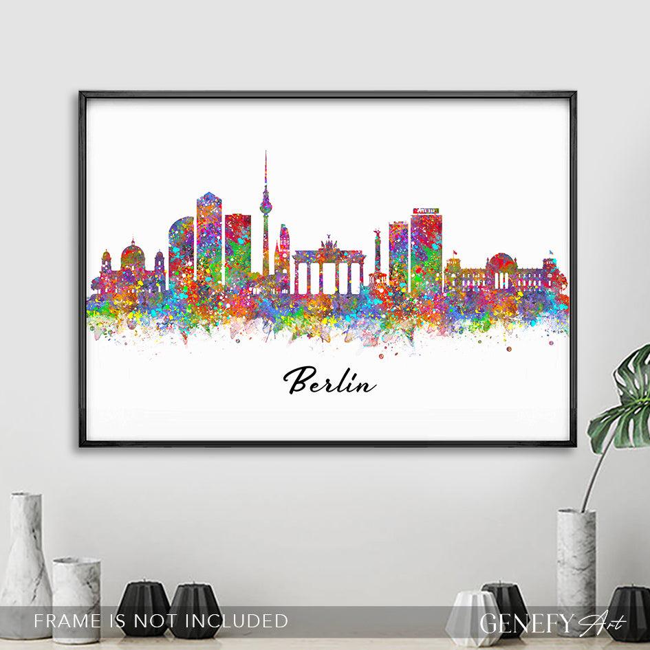 Berlin Skyline Watercolour Print - Genefy Art