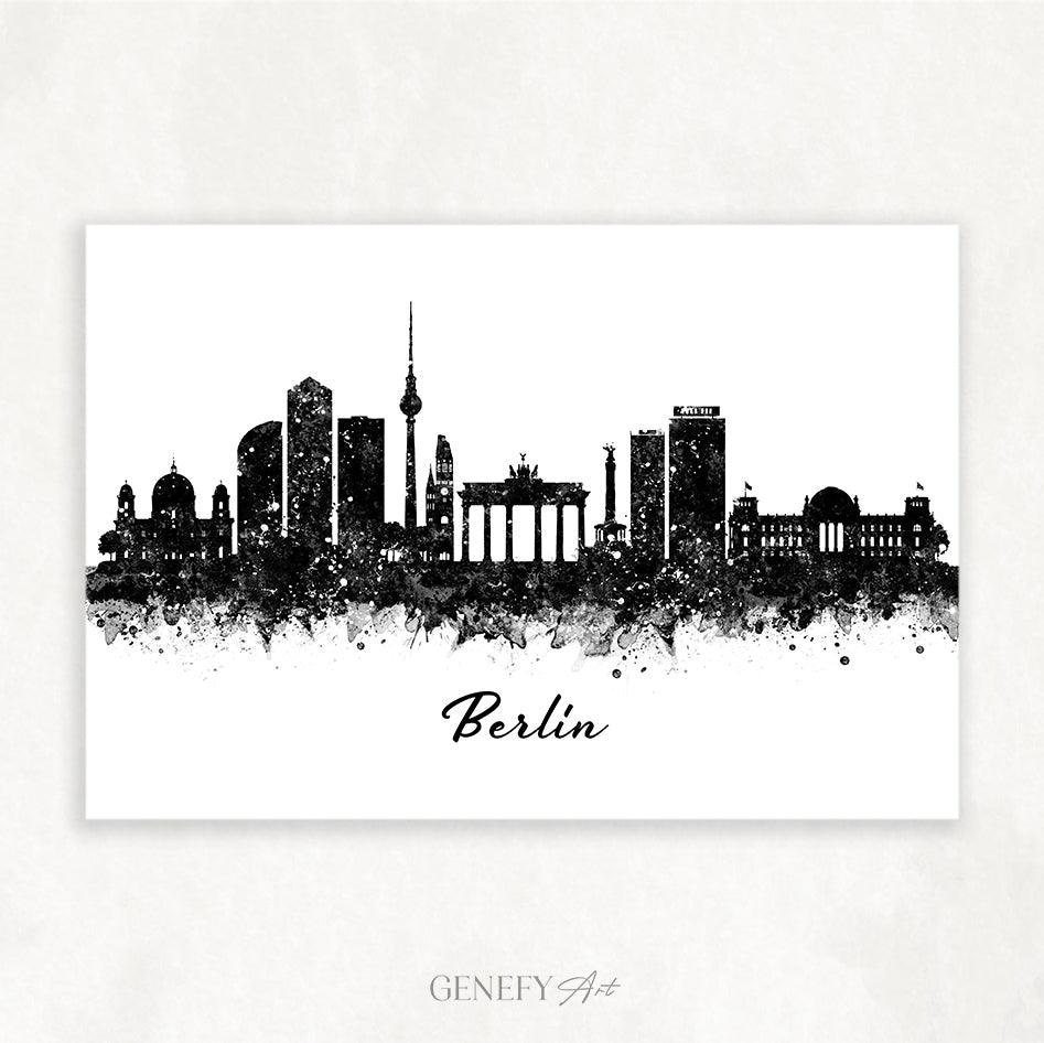 Berlin Skyline Black and White Art Print - Genefy Art