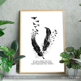 Birds Feather Motivational Quote Watercolour Print - Genefy Art