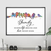 Bird Family Quote Watercolour Print