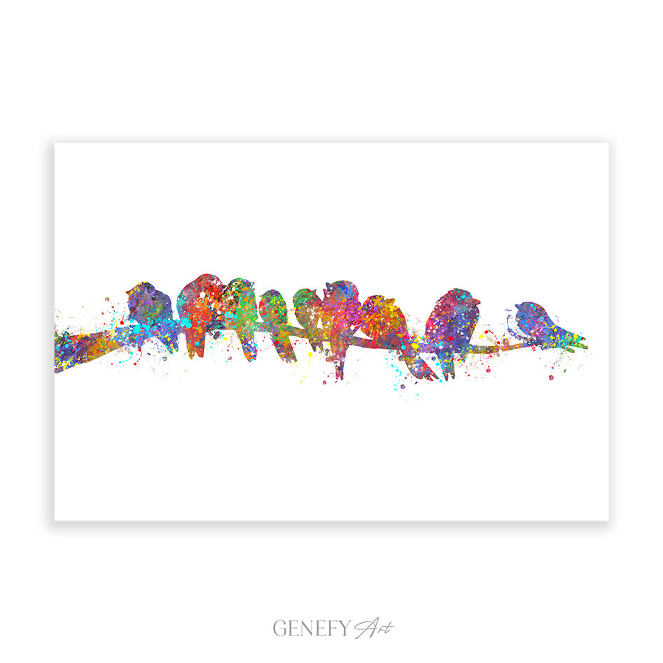 Bird Family Watercolour Print