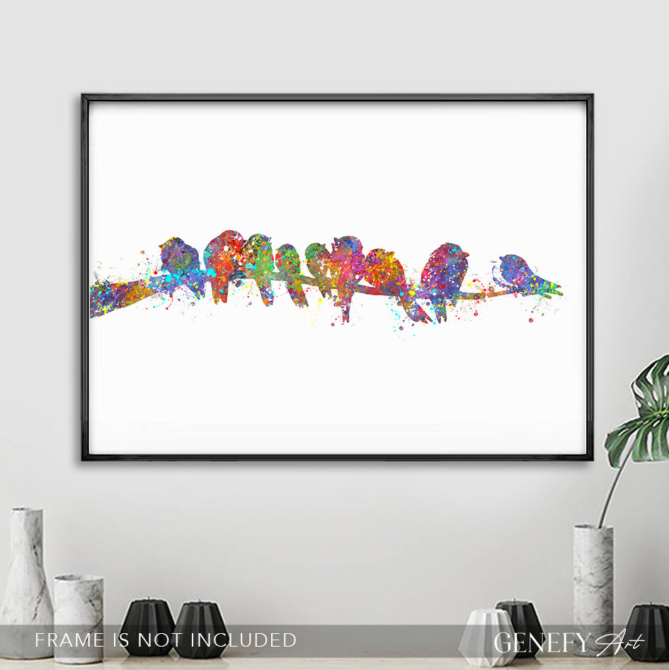 Bird Family Watercolour Print