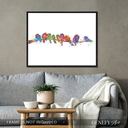 Bird Family Watercolour Print