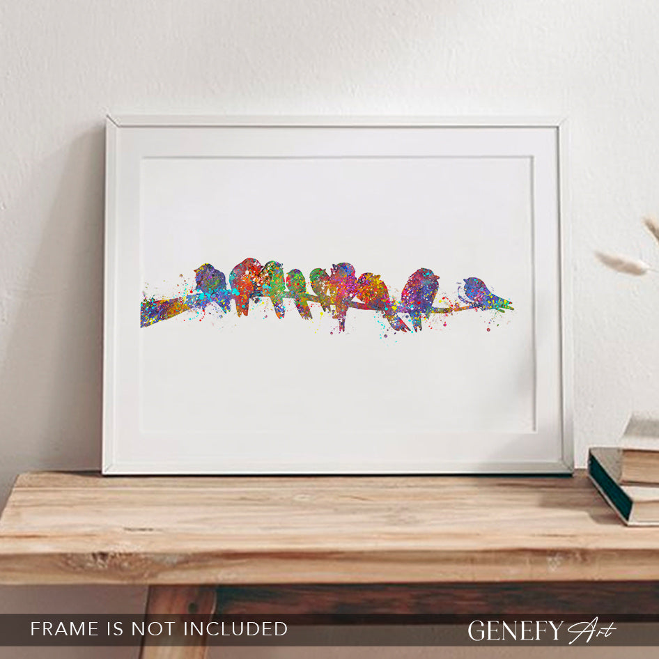 Bird Family Watercolour Print