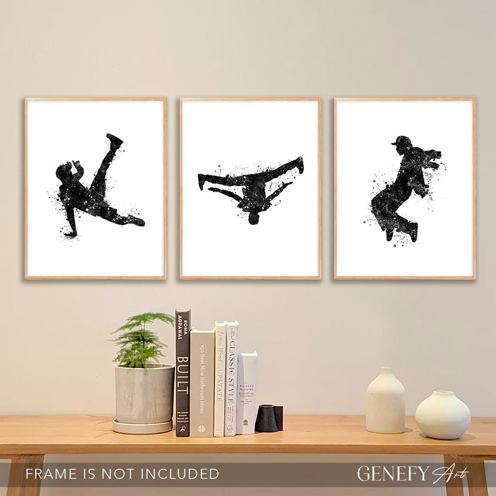Black and White Breakdance Art - Set of 3 Prints - Genefy Art