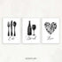 Black and White Kitchen Art -Set of 3 - Genefy Art