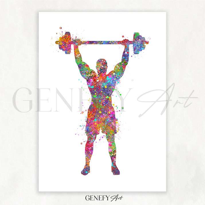 Bodybuilder Watercolour Print - Genefy Art