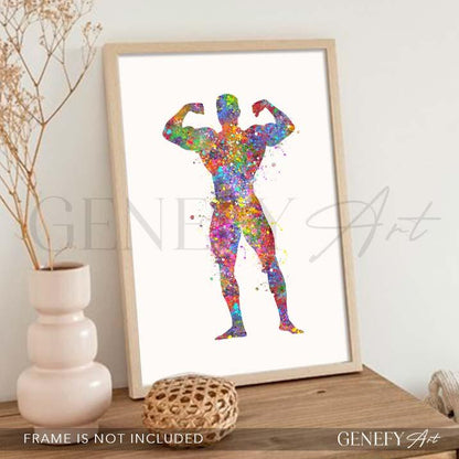 Bodybuilder Watercolour Print - Genefy Art