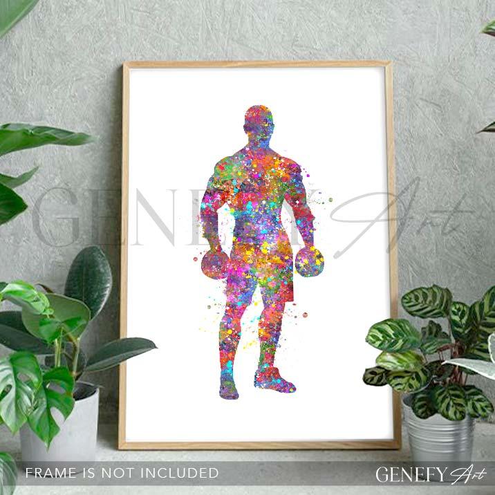 Bodybuilder Watercolour Print - Genefy Art