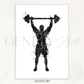 Bodybuilder Black and White Watercolour Print - Genefy Art