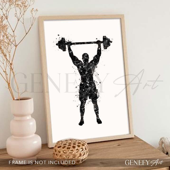 Bodybuilder Black and White Watercolour Print - Genefy Art