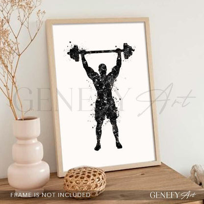 Bodybuilder Black and White Watercolour Print - Genefy Art