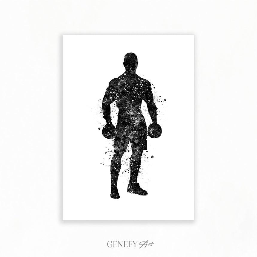 Black and White Bodybuilder Art Print - Genefy Art