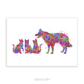 Border Collie and Cat Watercolour Art Print - Genefy Art