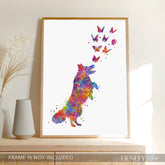 Border collie and butterflies