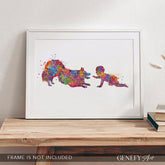 Border Collie and Baby Watercolour Print