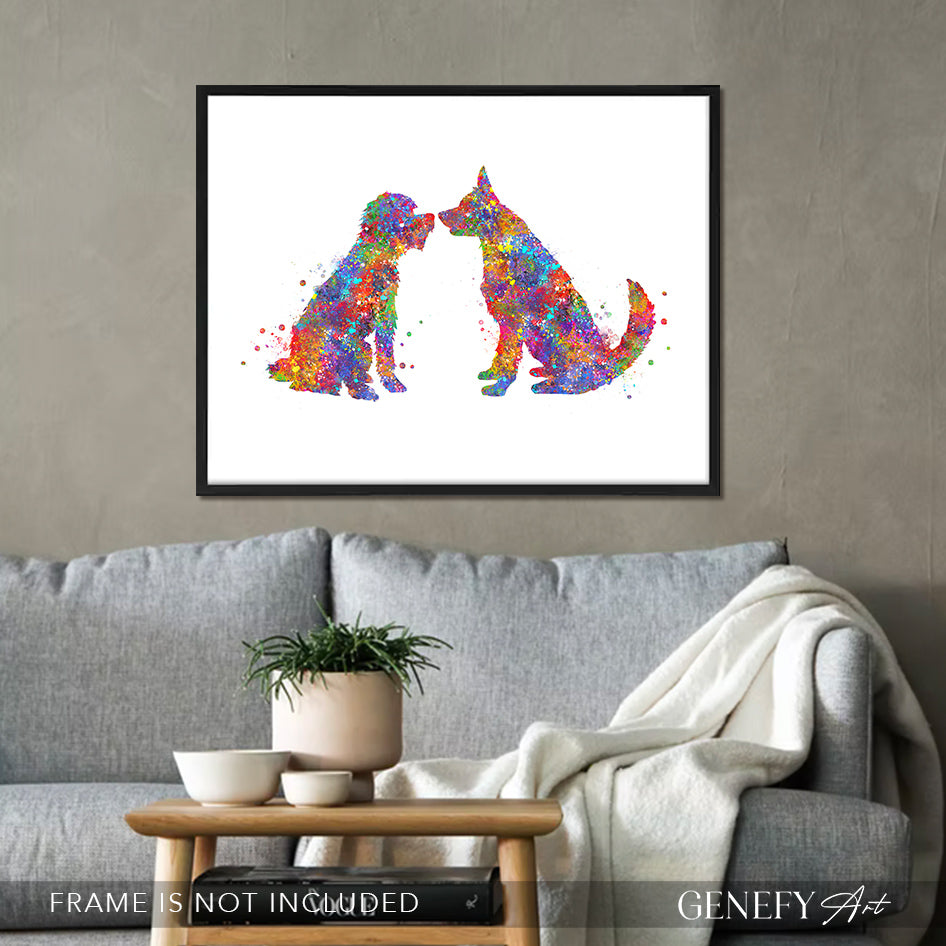 Border Collie and Schnoodle Watercolour Print