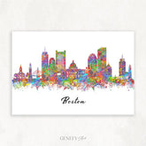 Boston Skyline Watercolour Art Print - Genefy Art