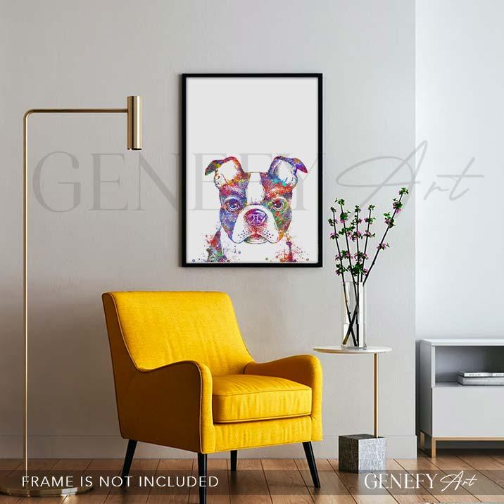 Boston Terrier Watercolour Print - Genefy Art