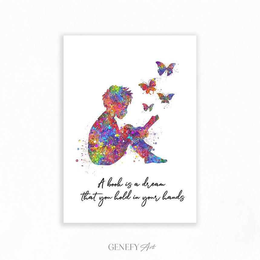 Boy Reading A Book Art Print - Genefy Art