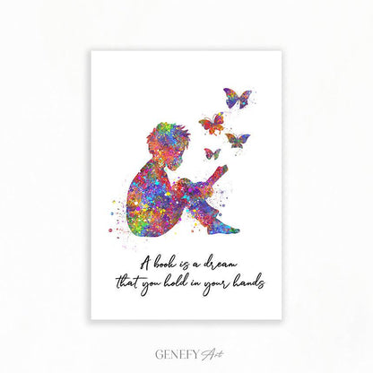 Boy Reading A Book Art Print - Genefy Art