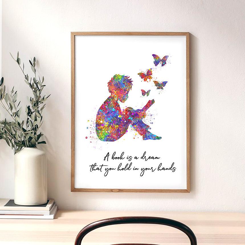 Boy Reading A Book Art Print - Genefy Art
